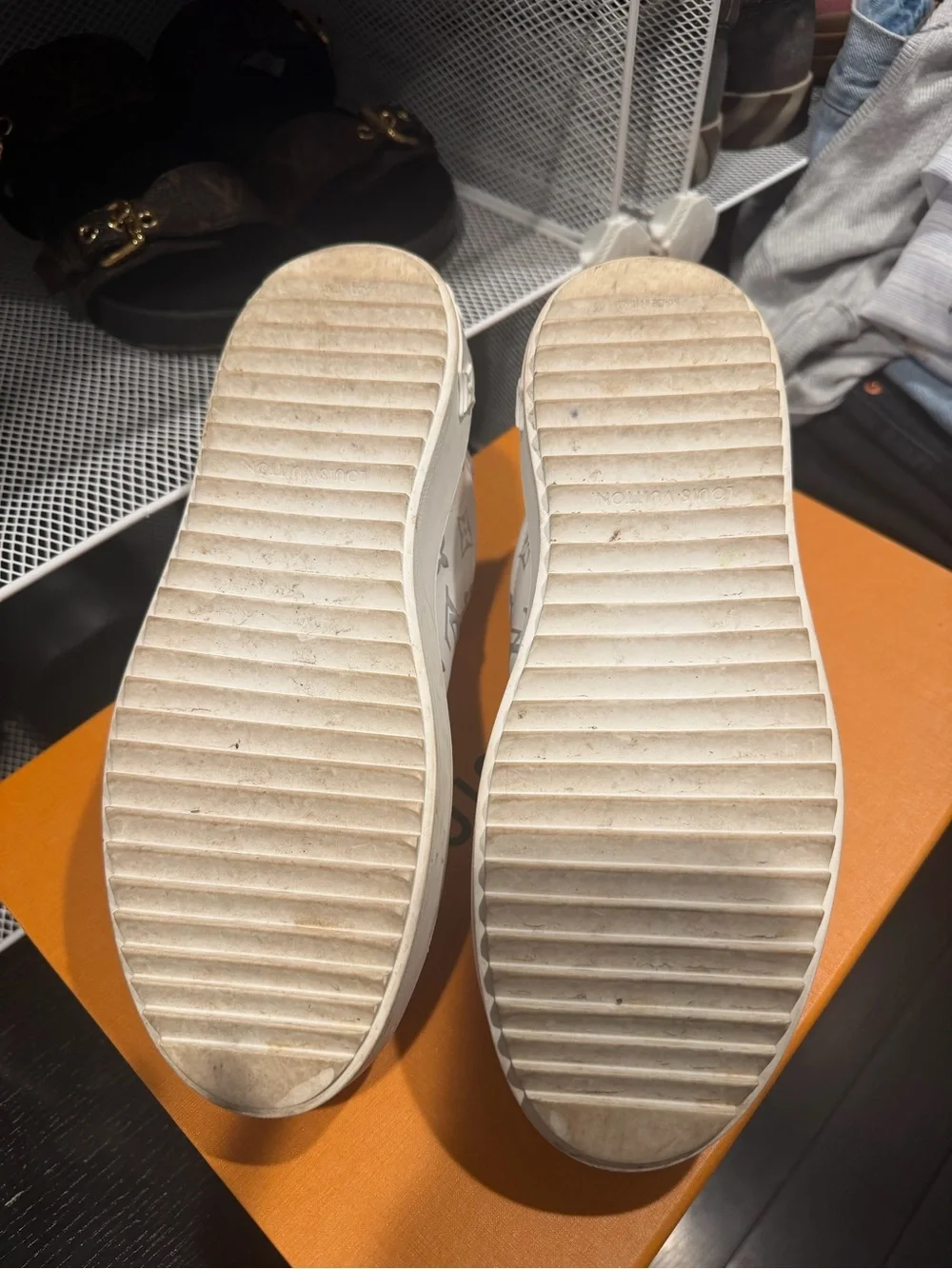 Louis Vuitton White and Silver Monogram Leather Sneaker